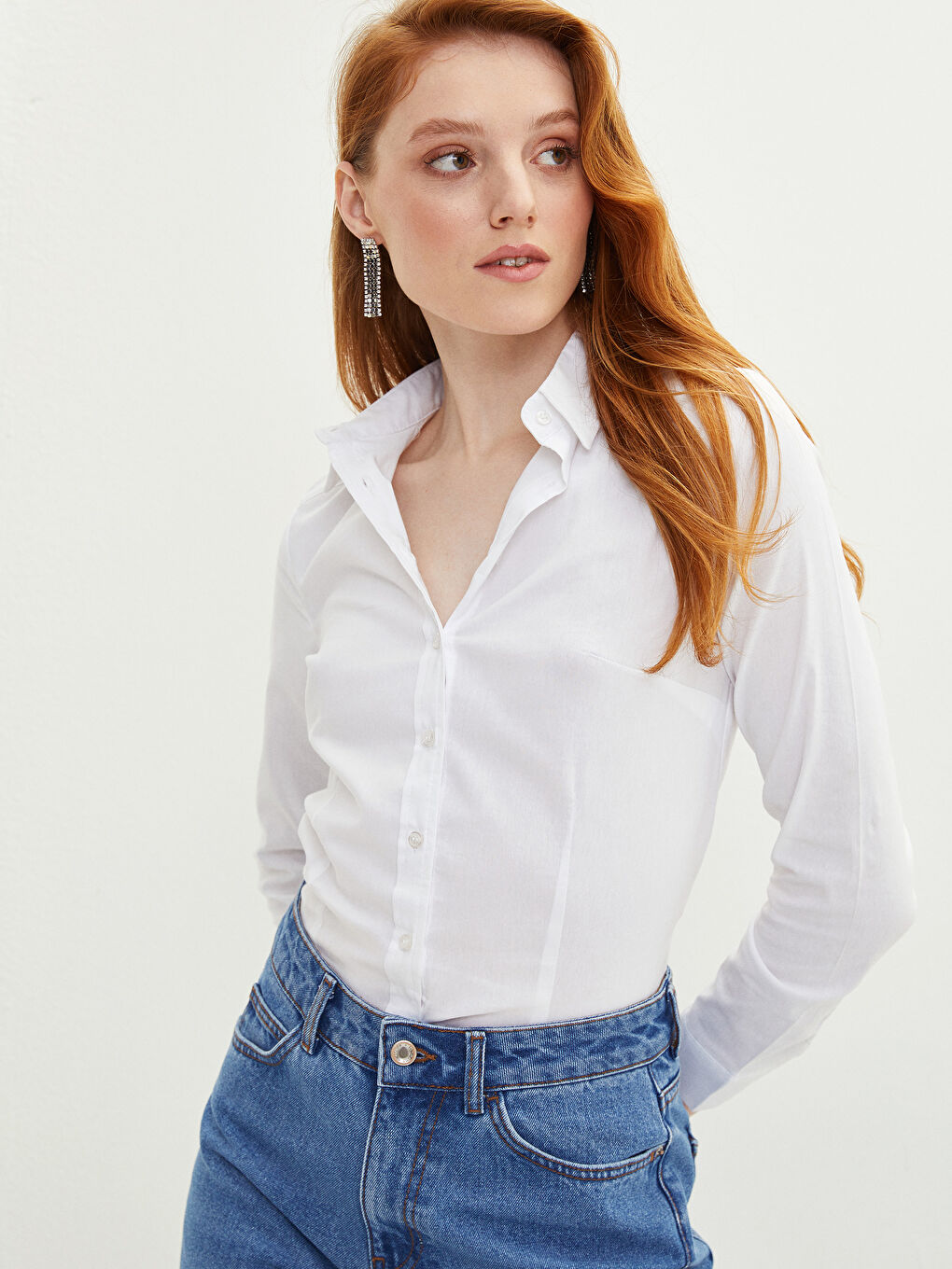 Cămașă cu nasturi Regular Mânecă lungă pentru Femei-1