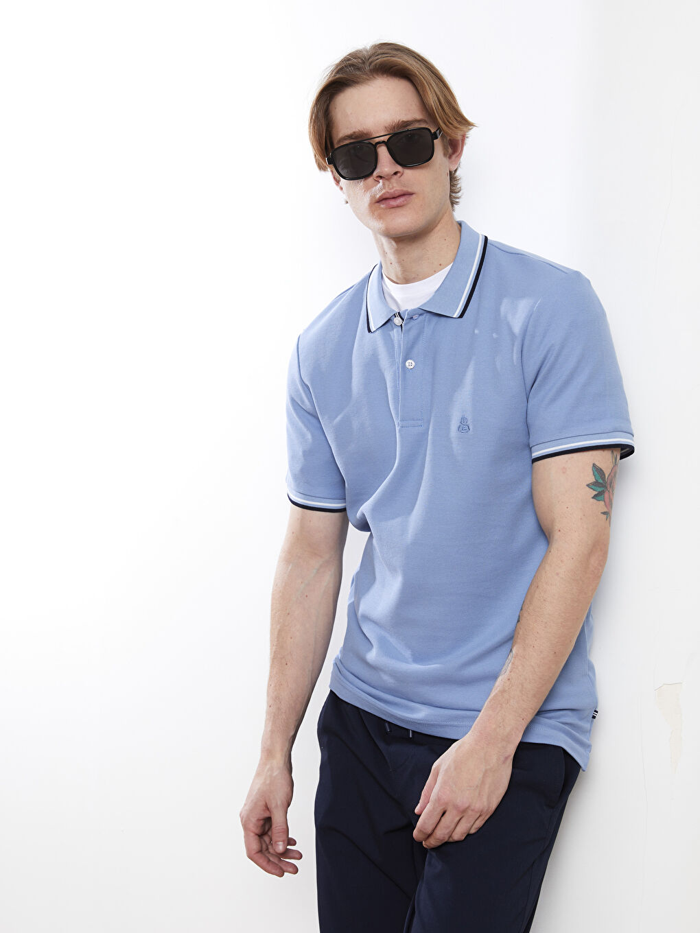 Футболка мужская с коротким рукавом и воротником поло-4