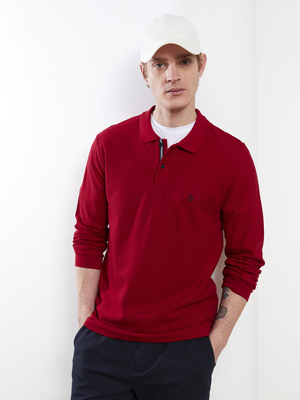 SOUTHBLUE Polo Neck Long Sleeve Men's Sweatshirt -S2HA88Z8-S7R