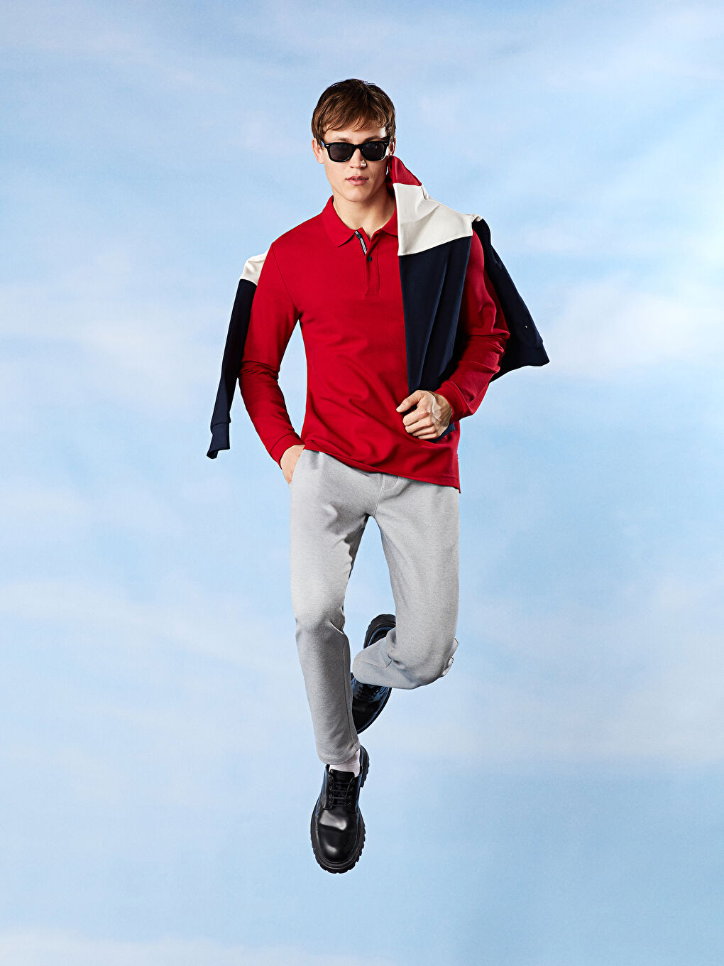 SOUTHBLUE Polo Neck Long Sleeve Men's Sweatshirt -S2HA88Z8-S7R