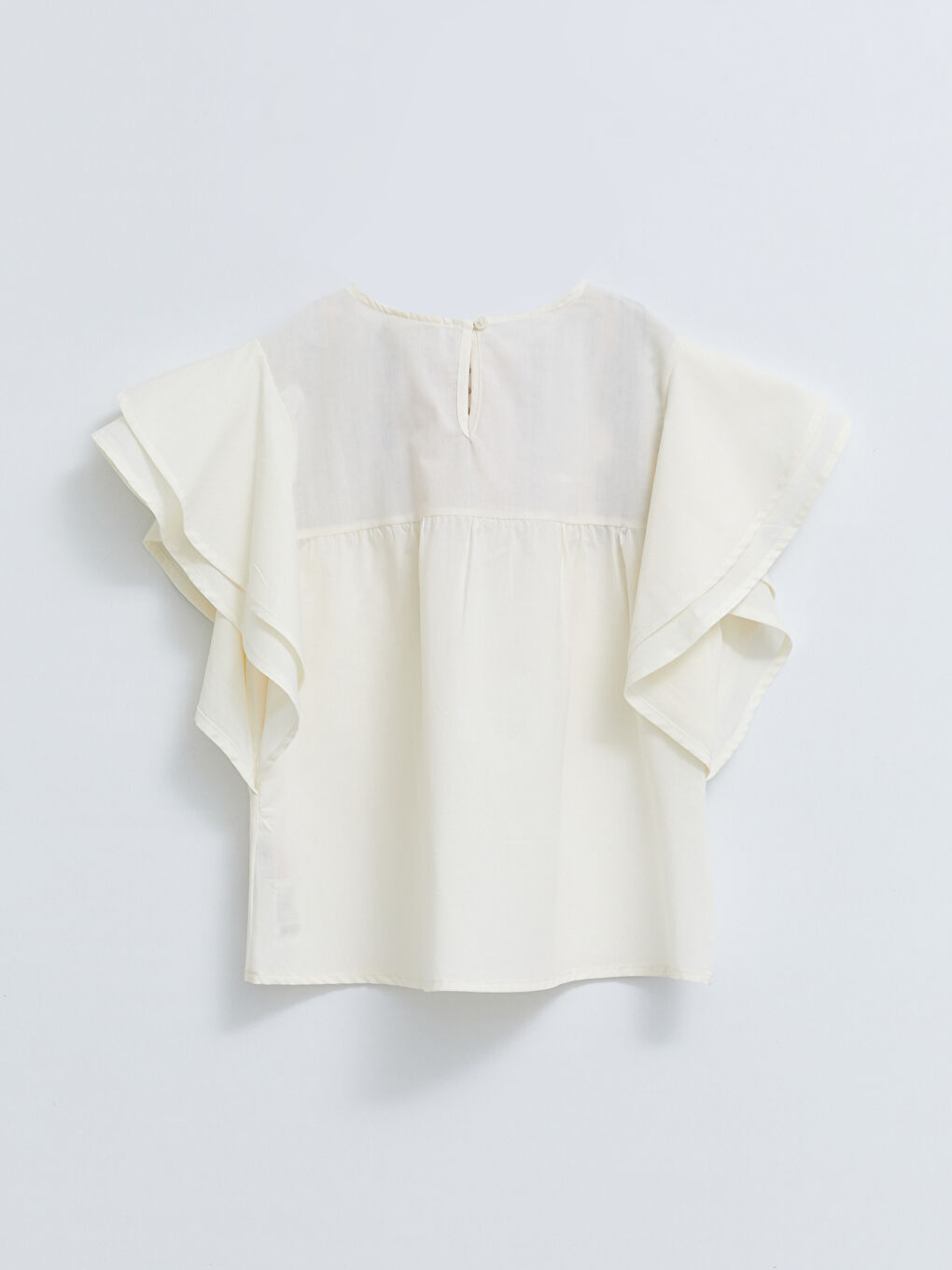 Crew Neck Embroidered Short Sleeve Cotton Girls' Blouse-1