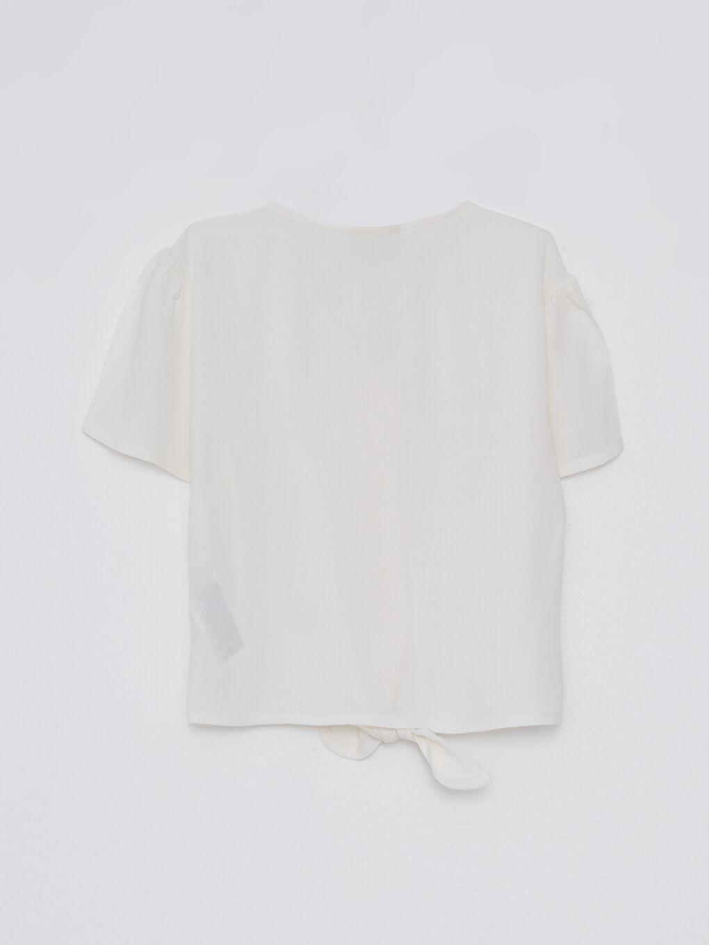 V-Neck Basic Short Sleeve Viscose Girl Shirt-1