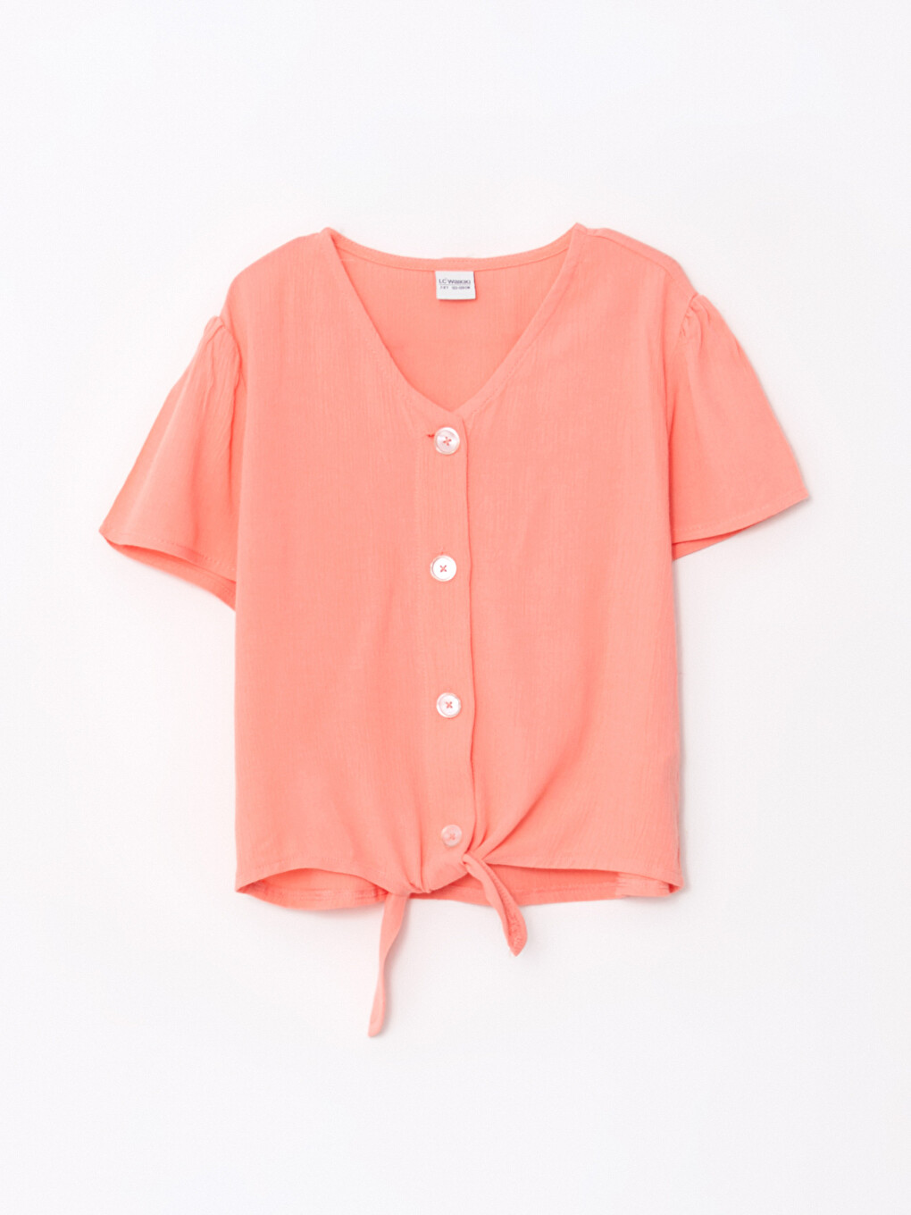 V-neck Basic Short Sleeve Viscose Girl Shirt