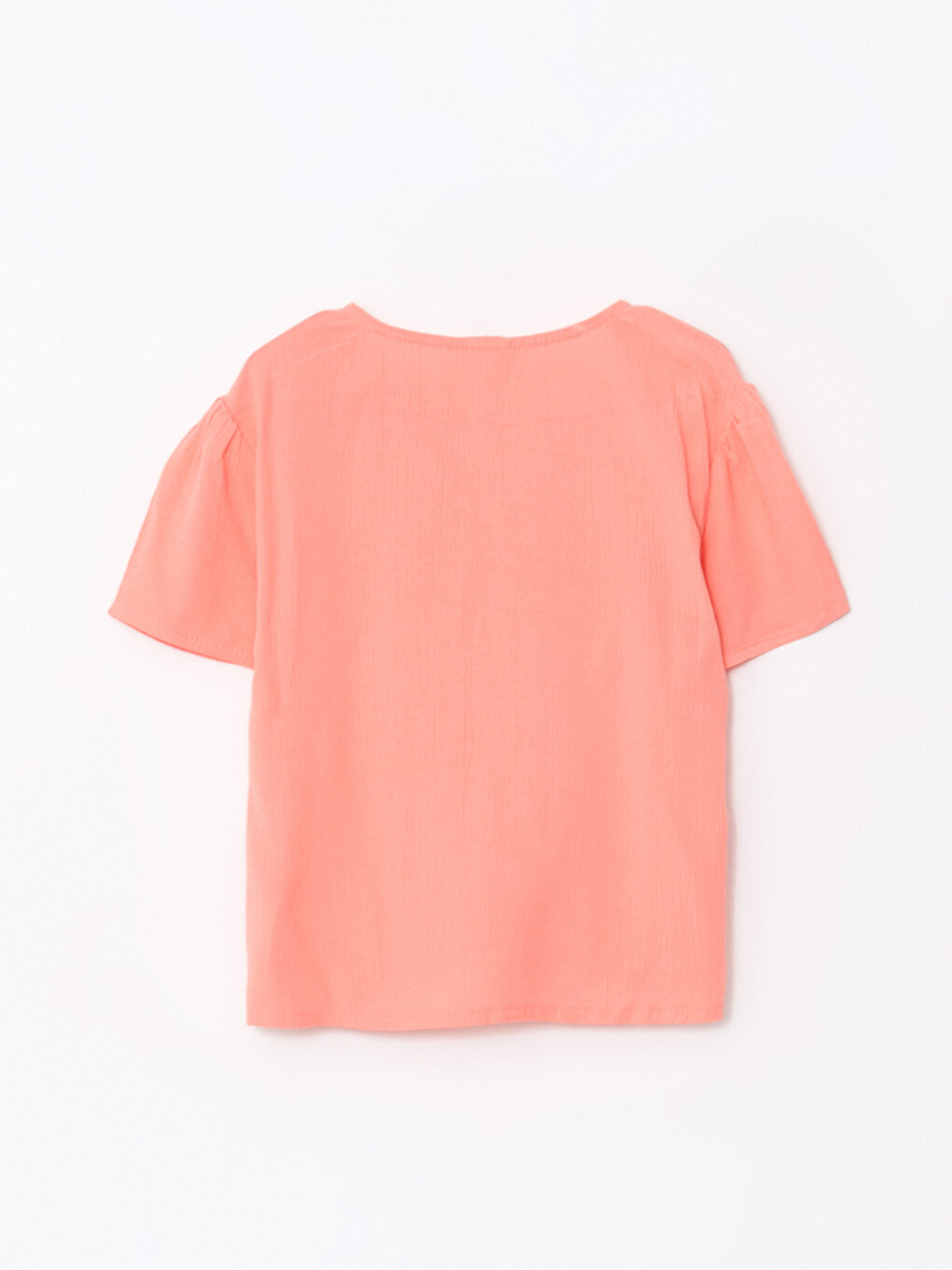 V-neck Basic Short Sleeve Viscose Girl Shirt-1