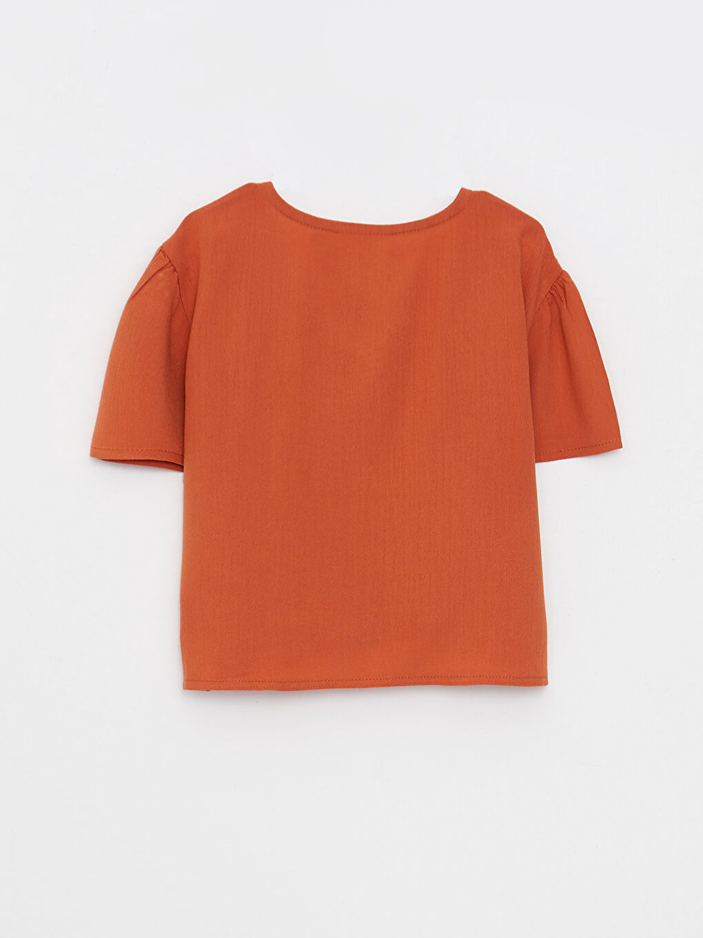 Chemise Fille Basique à Manches Courtes en Viscose avec Encolure en V-1