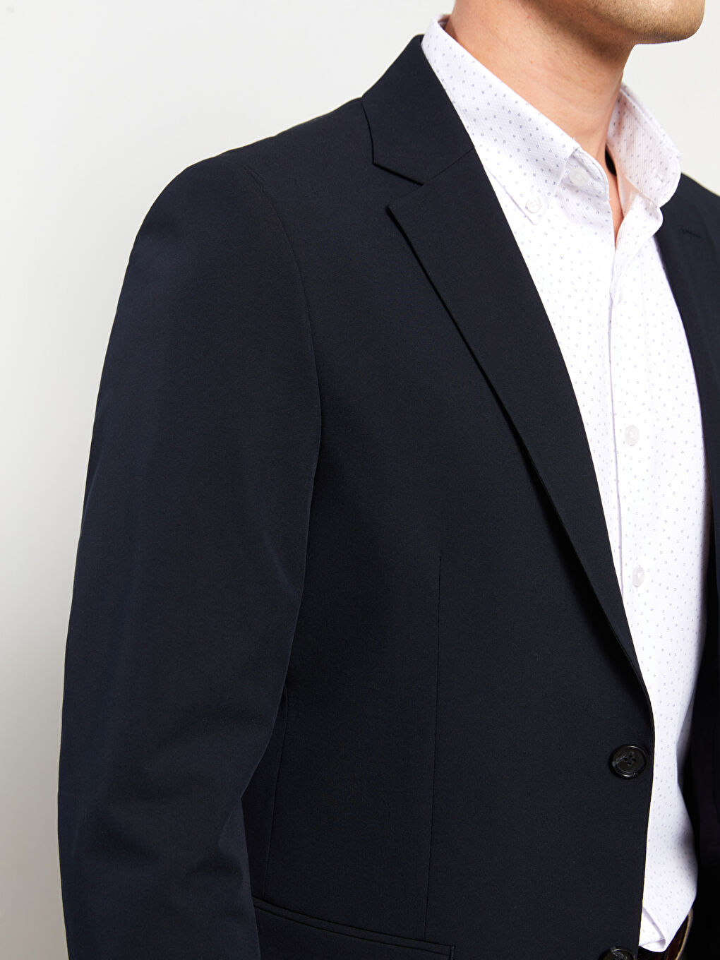 Lacivert Standart Kalıp Gabardin Erkek Blazer Ceket-3