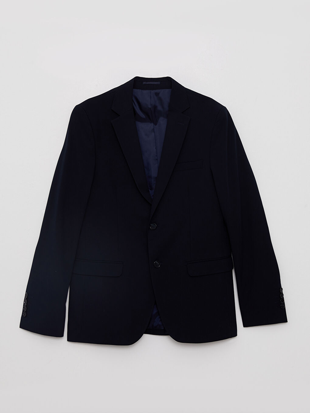 Lacivert Standart Kalıp Gabardin Erkek Blazer Ceket-5
