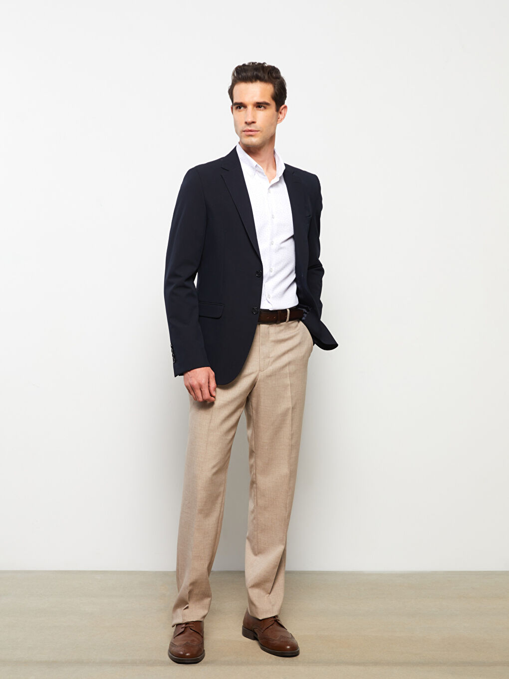 Lacivert Standart Kalıp Gabardin Erkek Blazer Ceket