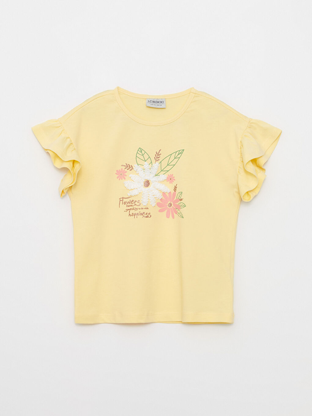 Sarı Bisiklet Yaka Baskılı Kısa Kollu Kız Çocuk Tişört ve Etek-1