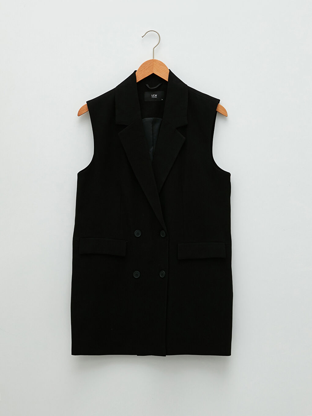 Siyah Kadın Ceket Yaka Düz Klasik Yelek-5