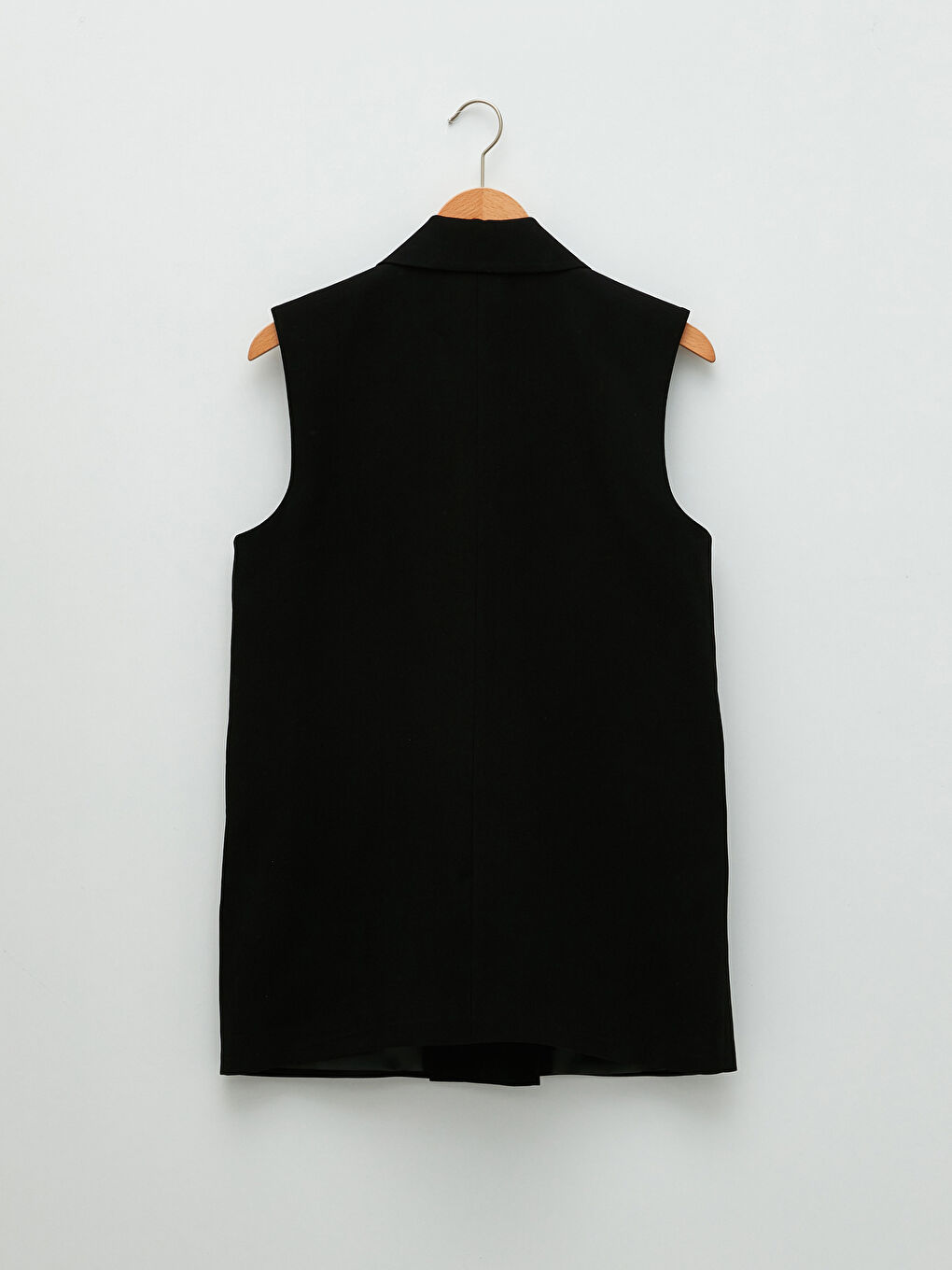 Siyah Kadın Ceket Yaka Düz Klasik Yelek-6