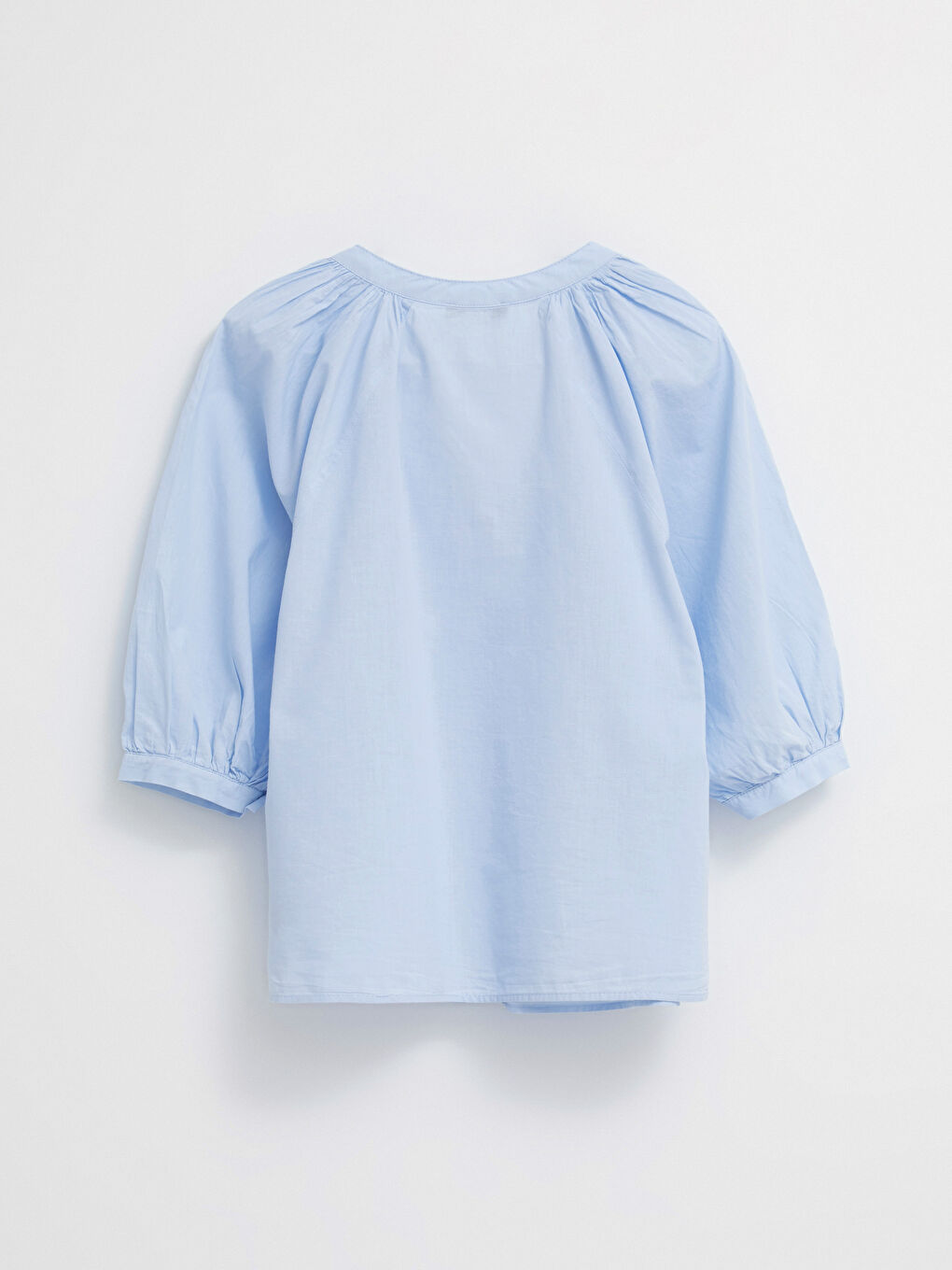 Henley Neckline Poplin Women's Blouse-5