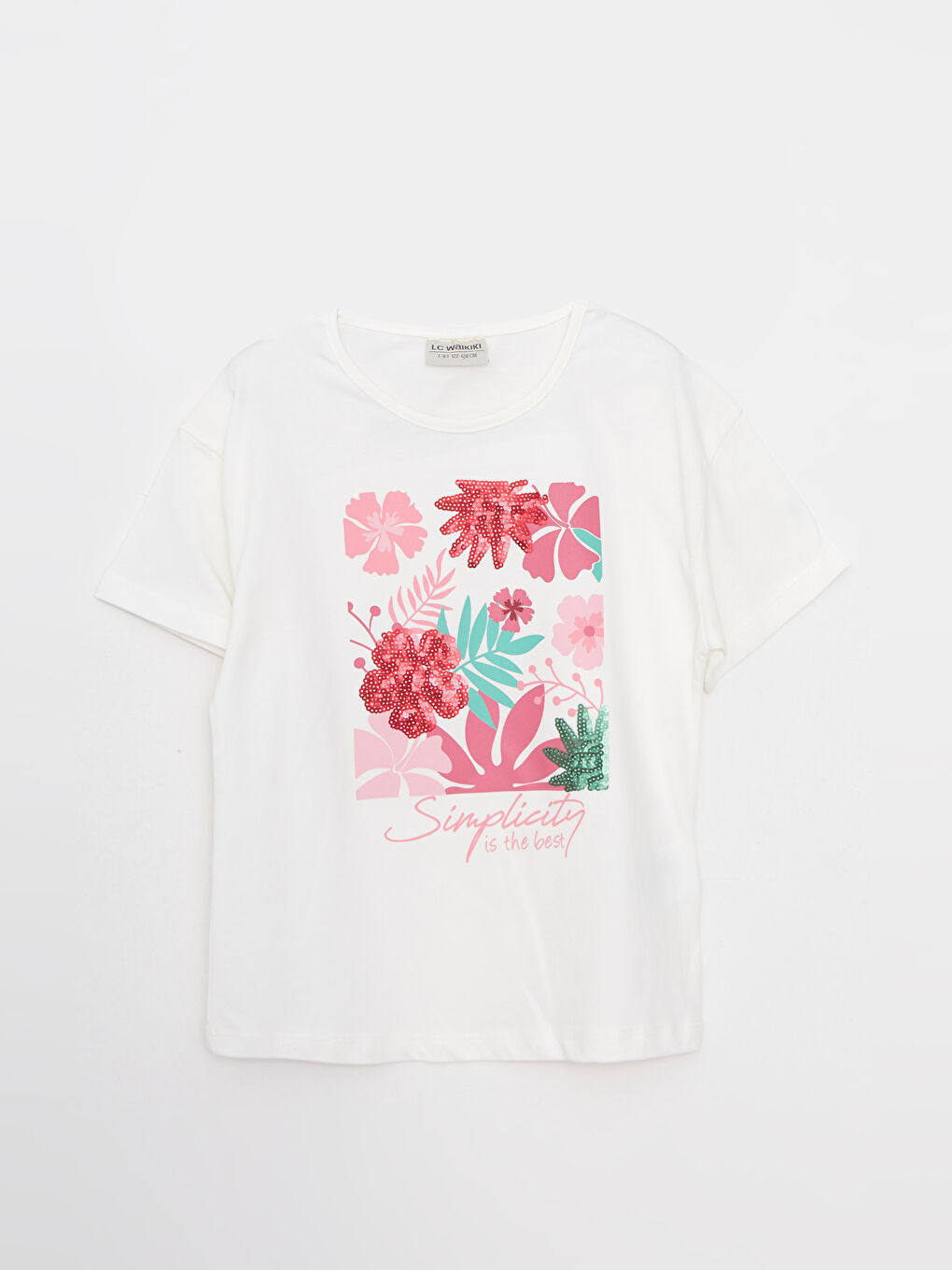 Crew Neck Printed Short Sleeve Girls' T-Shirt and Shorts-1