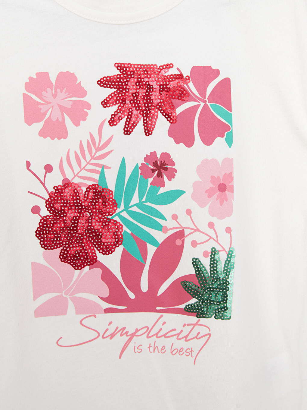 Crew Neck Printed Short Sleeve Girls' T-Shirt and Shorts-3