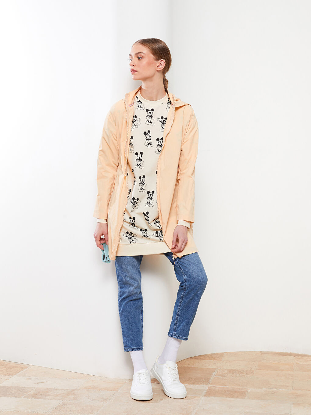 تونيك كم طويل سادة بكابوش للسيدات-2