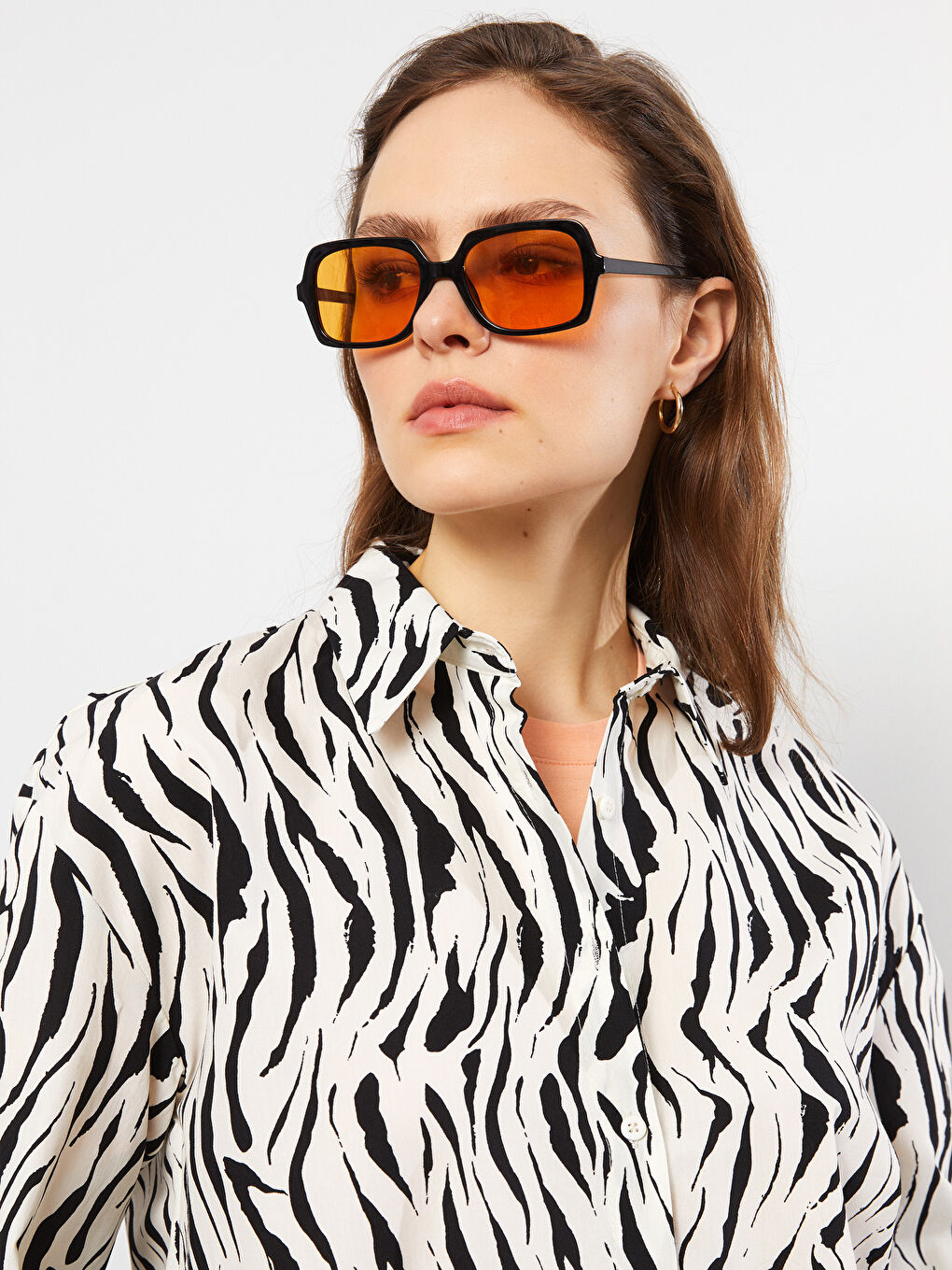 Patterned Long Sleeve Oversize Poplin Women's Shirt Tunic-2