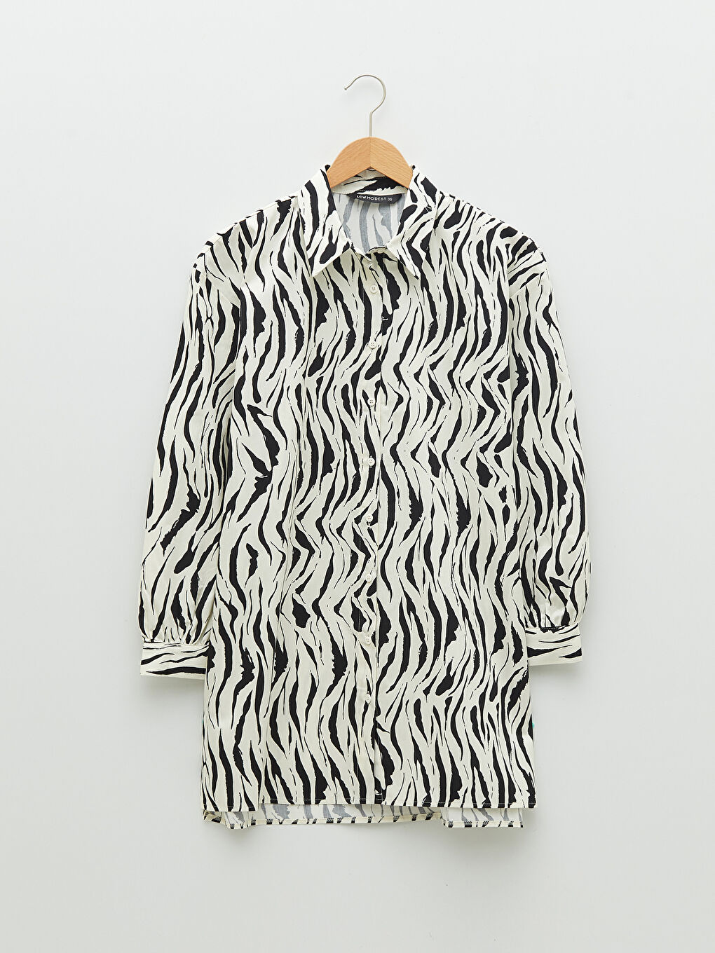 Patterned Long Sleeve Oversize Poplin Women's Shirt Tunic-5