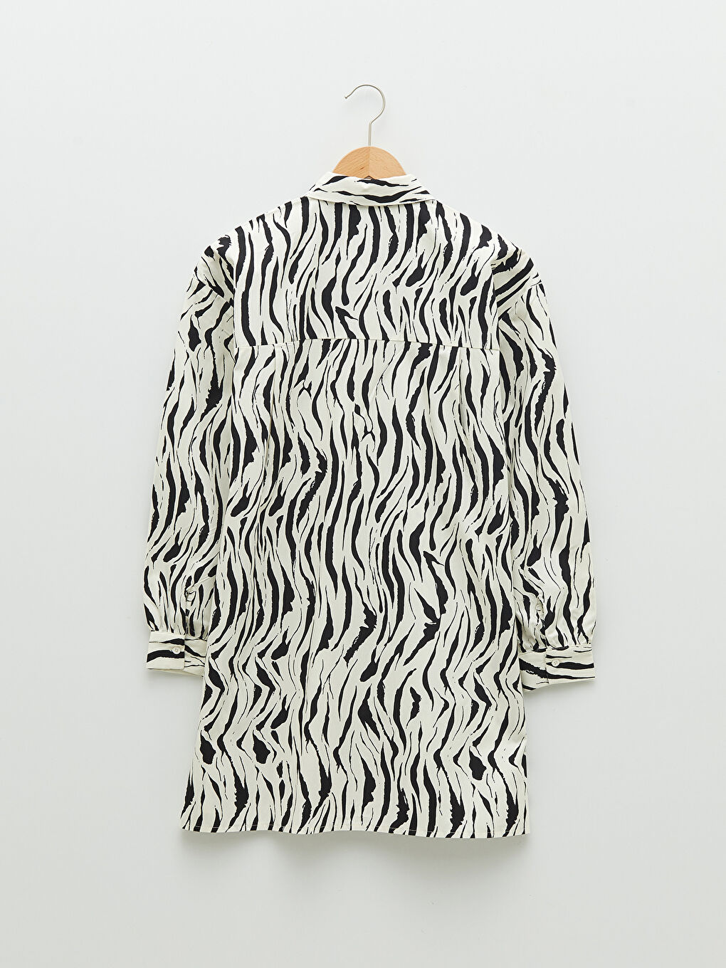 Patterned Long Sleeve Oversize Poplin Women's Shirt Tunic-6