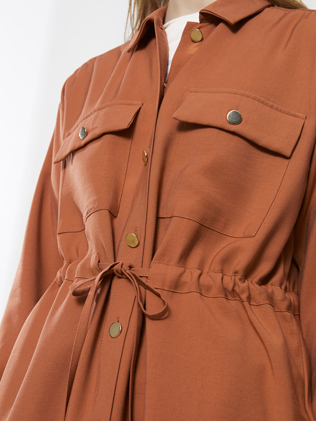 قميص تونيك سادة كم طويل واسع للسيدات-3