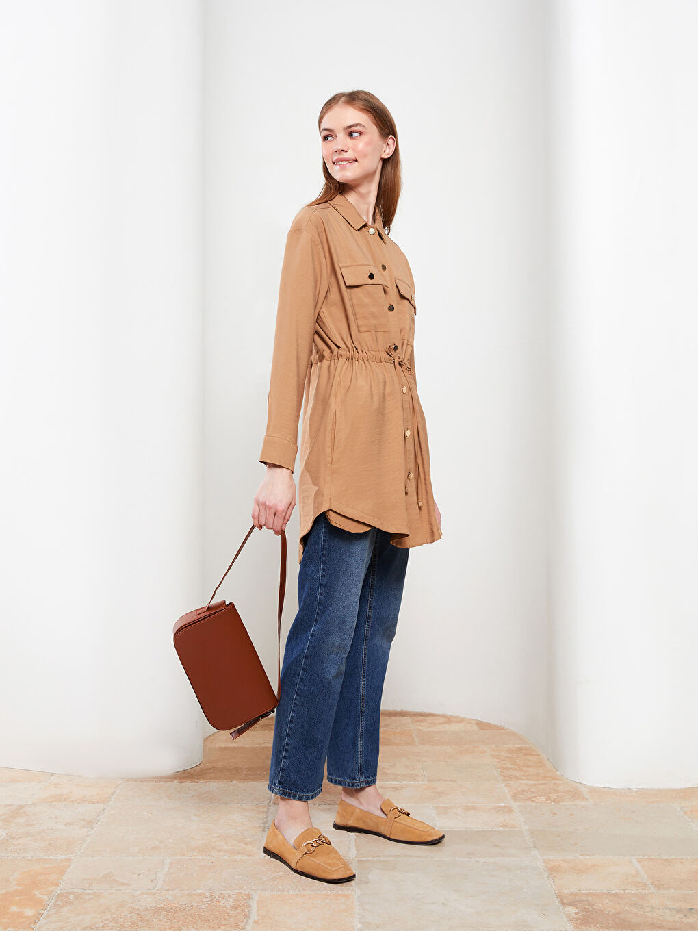 Plain Long Sleeve Oversize Women's Shirt Tunic