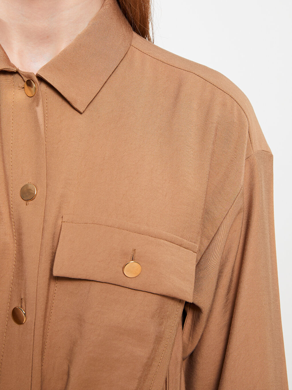 Plain Long Sleeve Oversize Women's Shirt Tunic-3