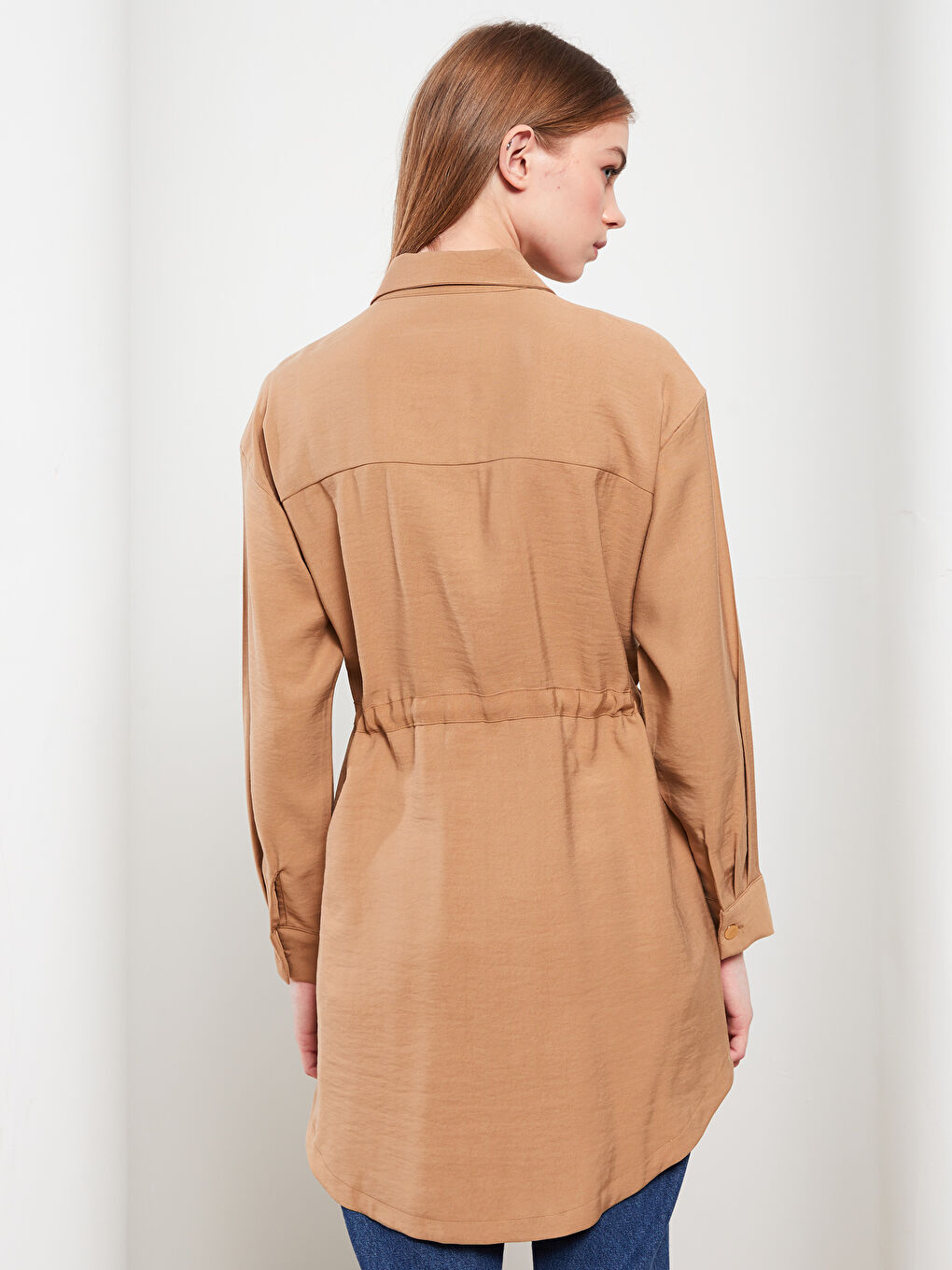 Plain Long Sleeve Oversize Women's Shirt Tunic-4