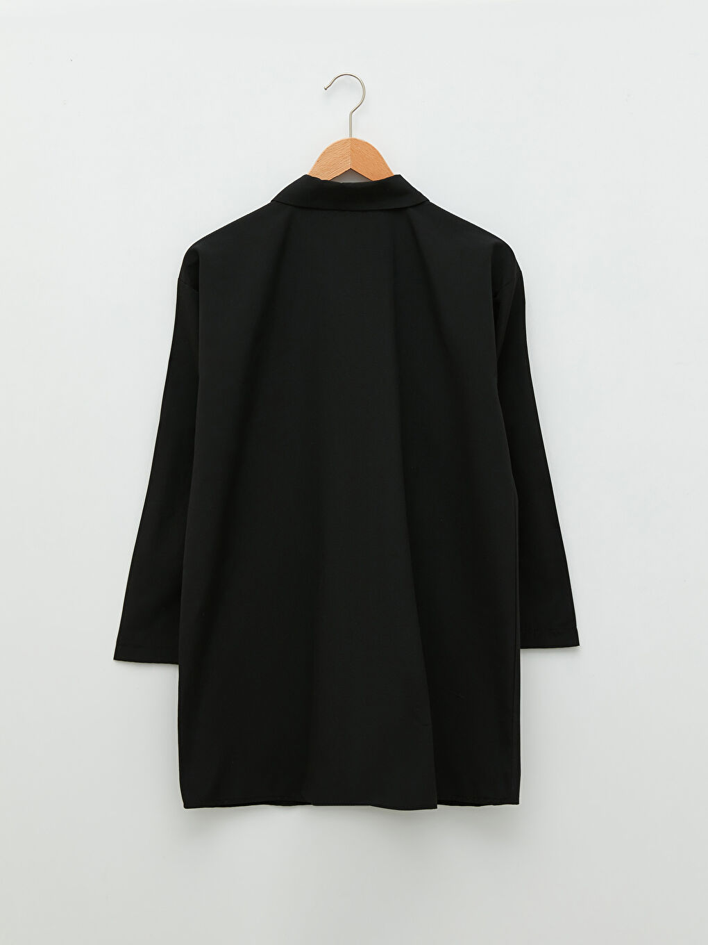 Siyah Düz Poplin Kadın Gömlek Tunik-6