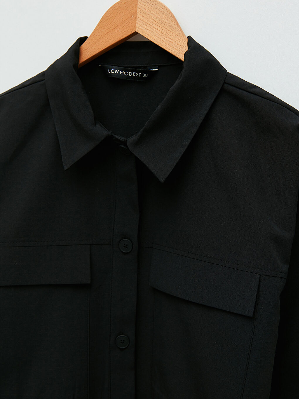 Siyah Düz Poplin Kadın Gömlek Tunik-7