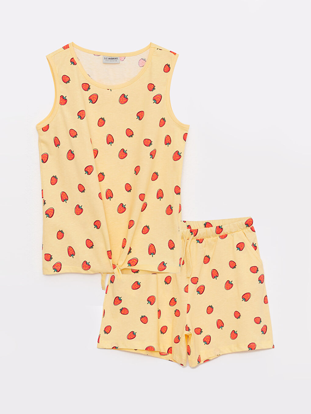 Sarı Bisiklet Yaka Desenli Kız Çocuk Atlet ve Şort