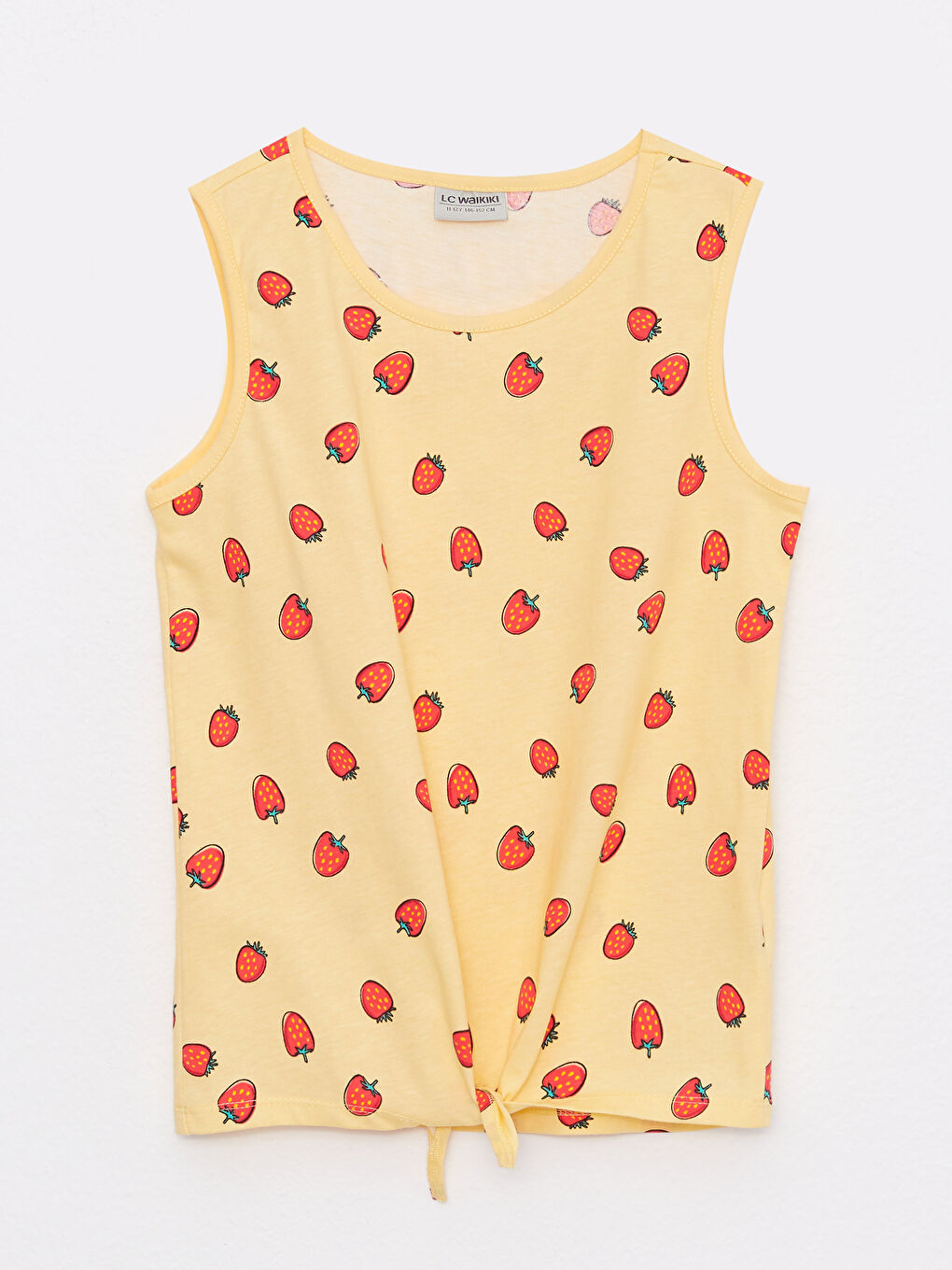 Sarı Bisiklet Yaka Desenli Kız Çocuk Atlet ve Şort-1