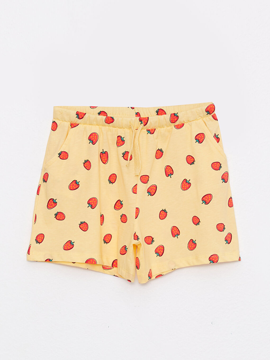 Sarı Bisiklet Yaka Desenli Kız Çocuk Atlet ve Şort-3