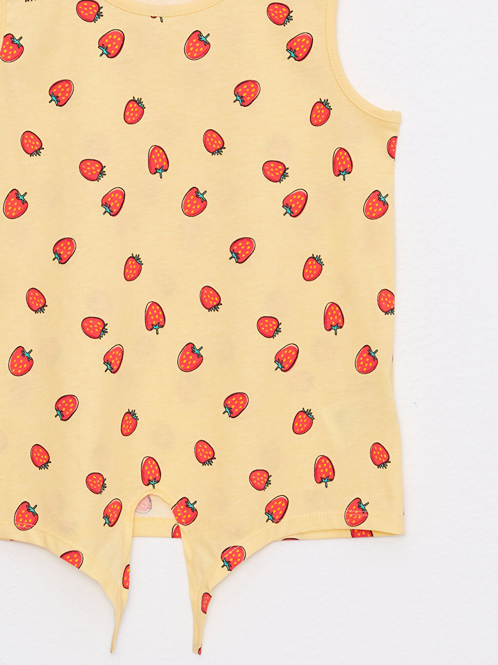 Sarı Bisiklet Yaka Desenli Kız Çocuk Atlet ve Şort-5