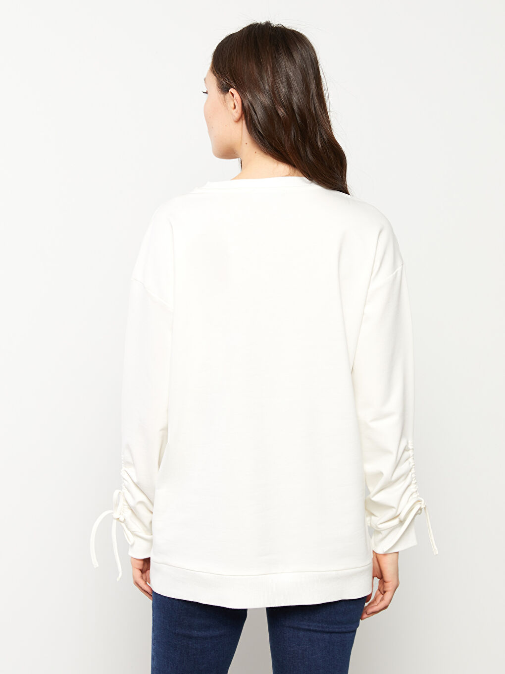 Crew Neck Plain Maternity Sweatshirt-3