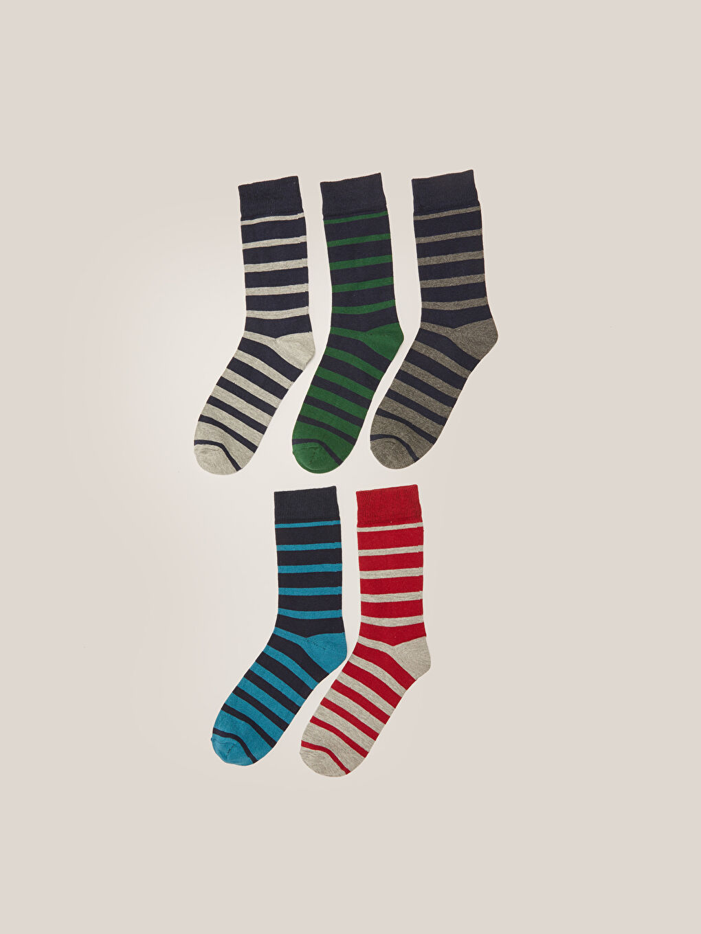 Karışık Çizgili Erkek Soket Çorap 5'li-1