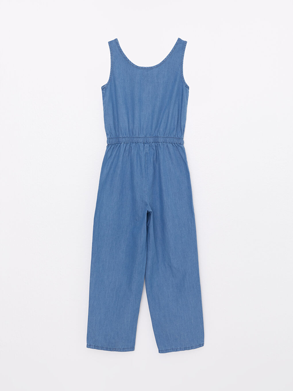 Salopette en Jean Basique en Coton à Col Rond pour Fille-1