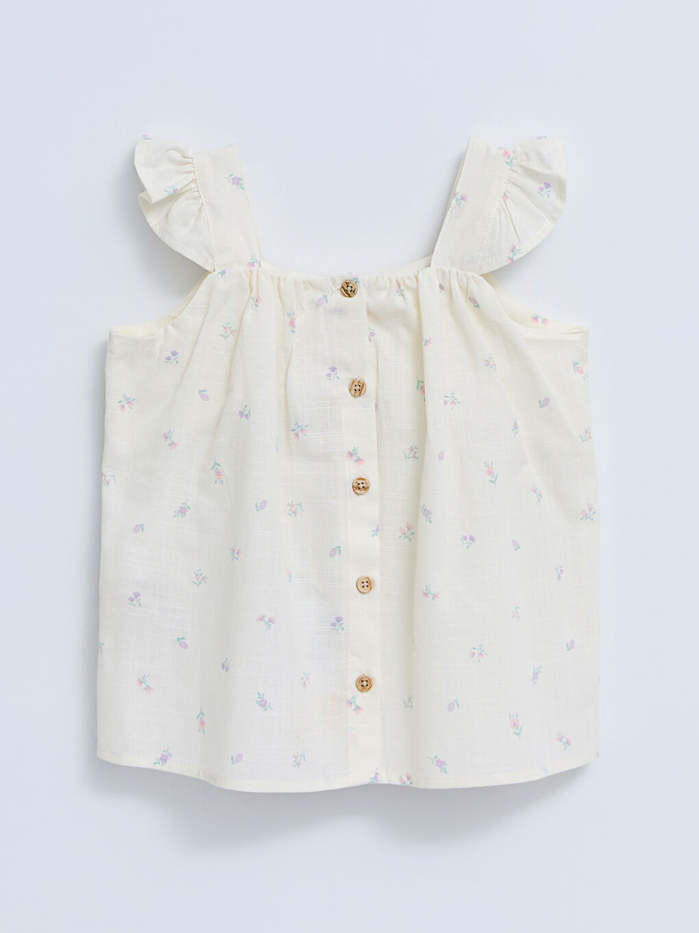 Square Collar Strappy Printed Baby Girls' Blouse