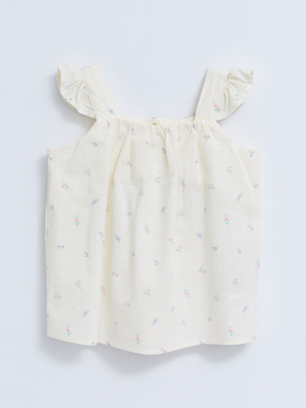 Square Collar Strappy Printed Baby Girls' Blouse-2