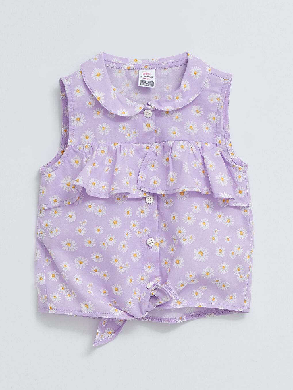 Bebe Collar Printed Cotton Baby Girl Shirt
