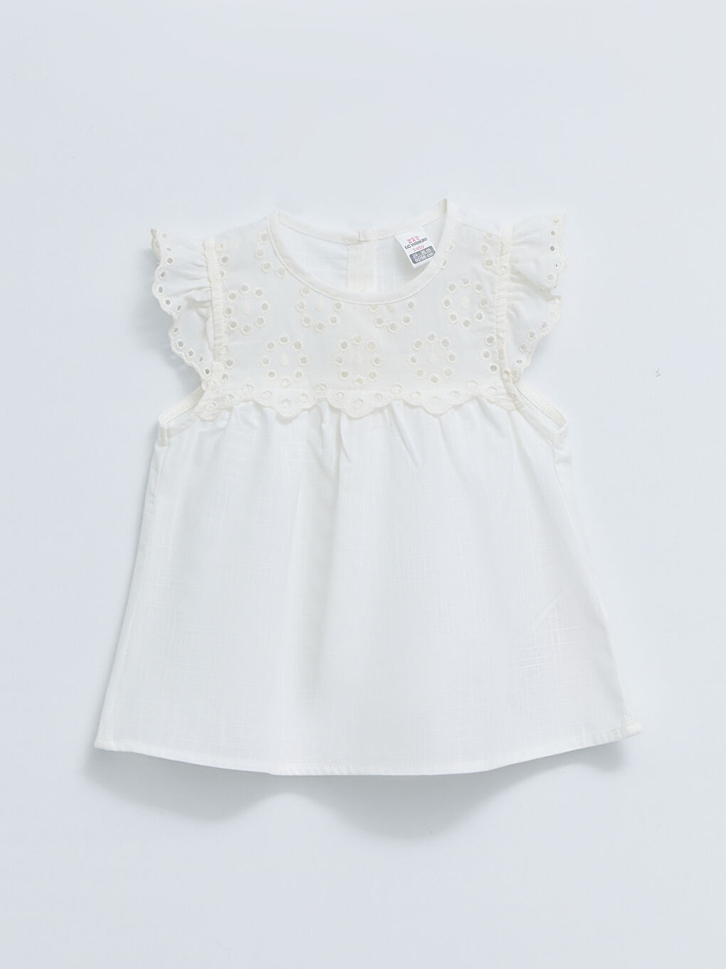 بلوزة للبنات الصغار برقبة دائرية وكم قصير أساسية