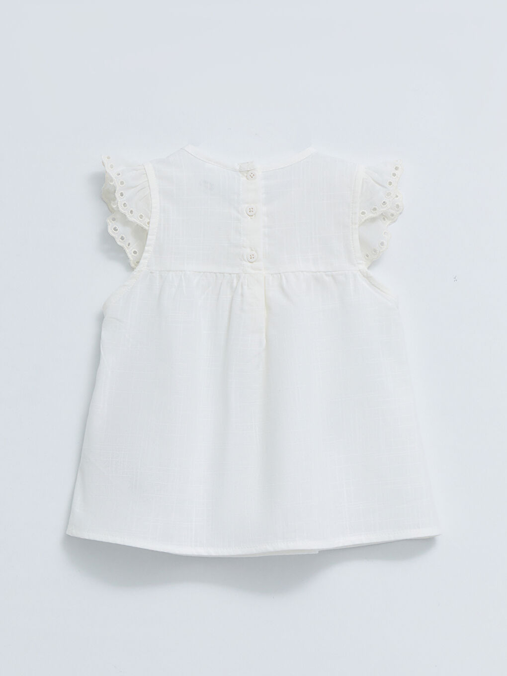 بلوزة للبنات الصغار برقبة دائرية وكم قصير أساسية-1