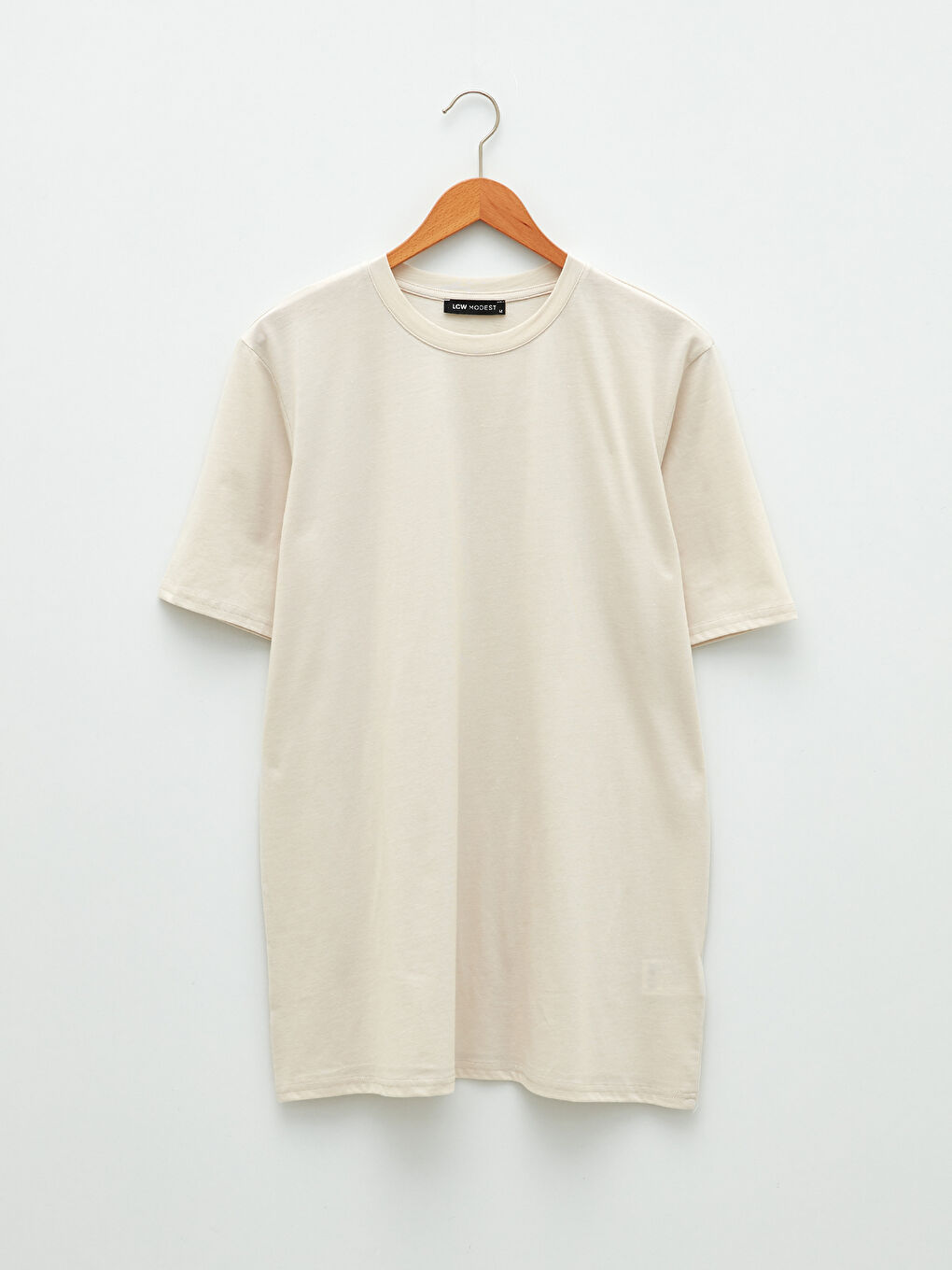 Crew Neck Plain Short Sleeve Women's Tunic-4