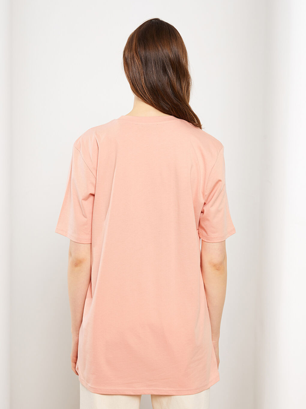 Crew Neck Plain Short Sleeve Women's Tunic-4