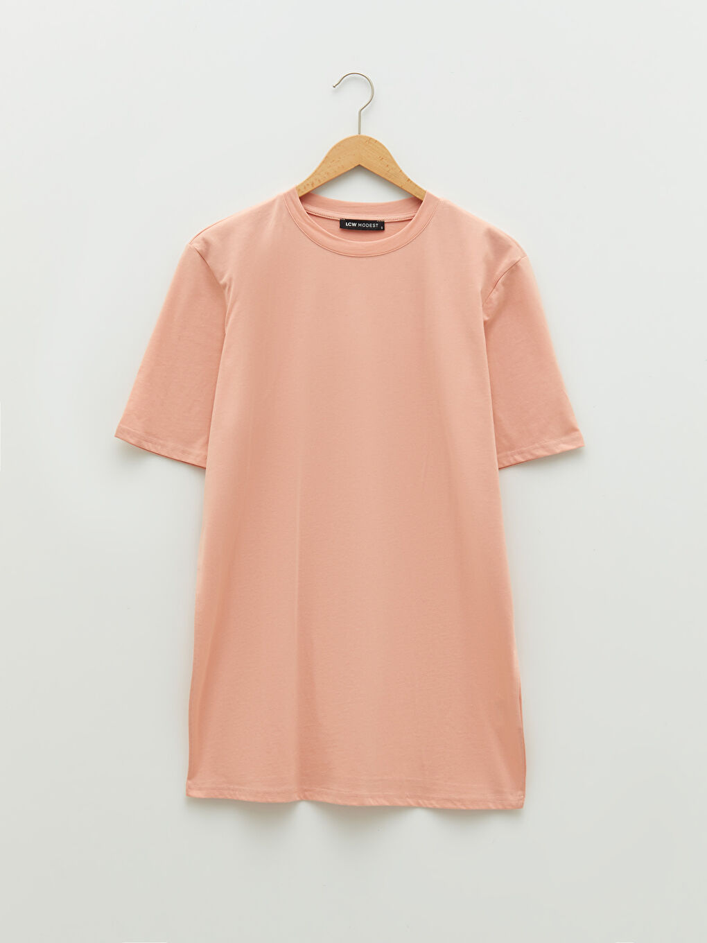 Crew Neck Plain Short Sleeve Women's Tunic-5