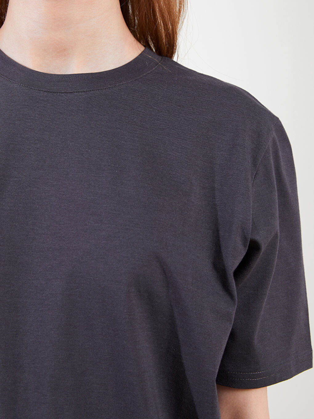 Crew Neck Plain Short Sleeve Women's Tunic-3