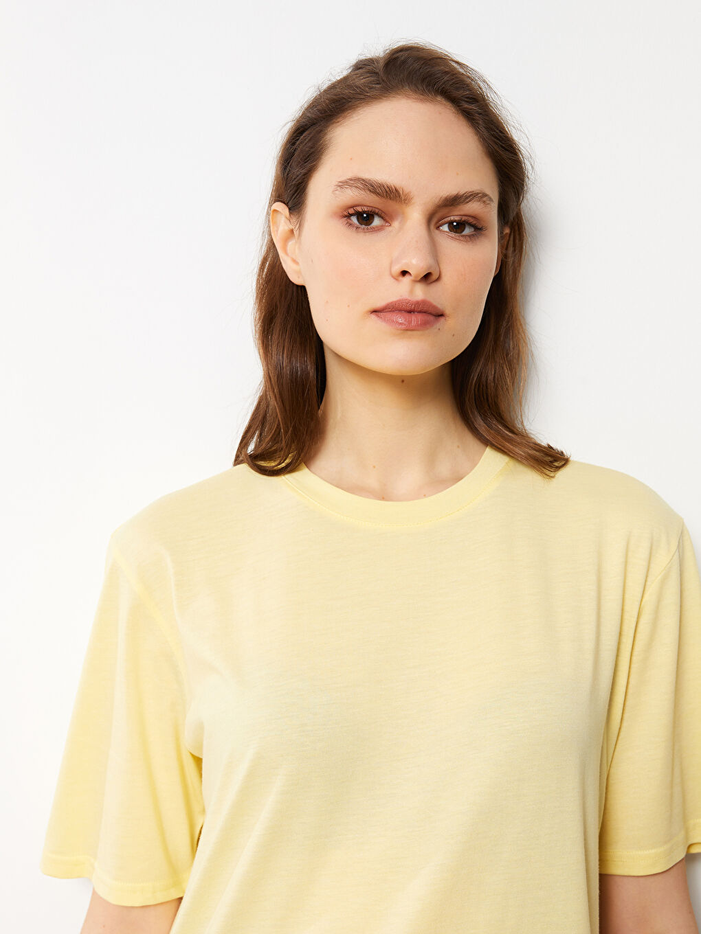 Crew Neck Plain Short Sleeve Women's Tunic-3