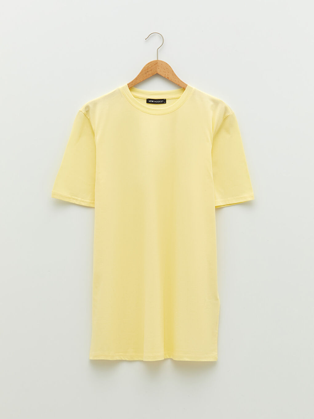 Crew Neck Plain Short Sleeve Women's Tunic-5