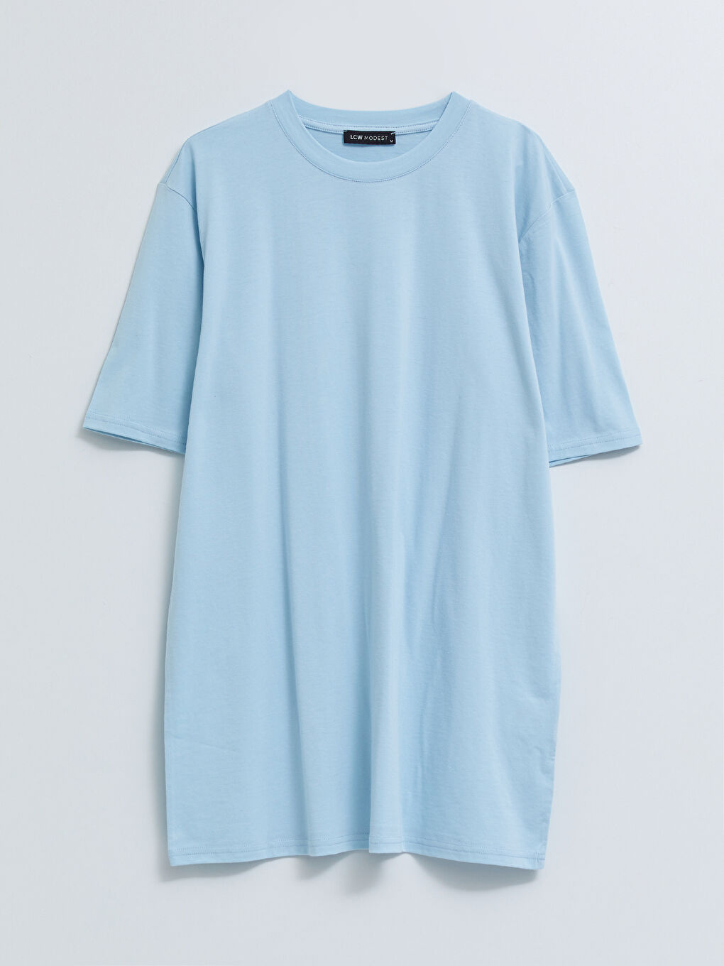 تونيك سادة بياقة دائرية وأكمام قصيرة للسيدات-5