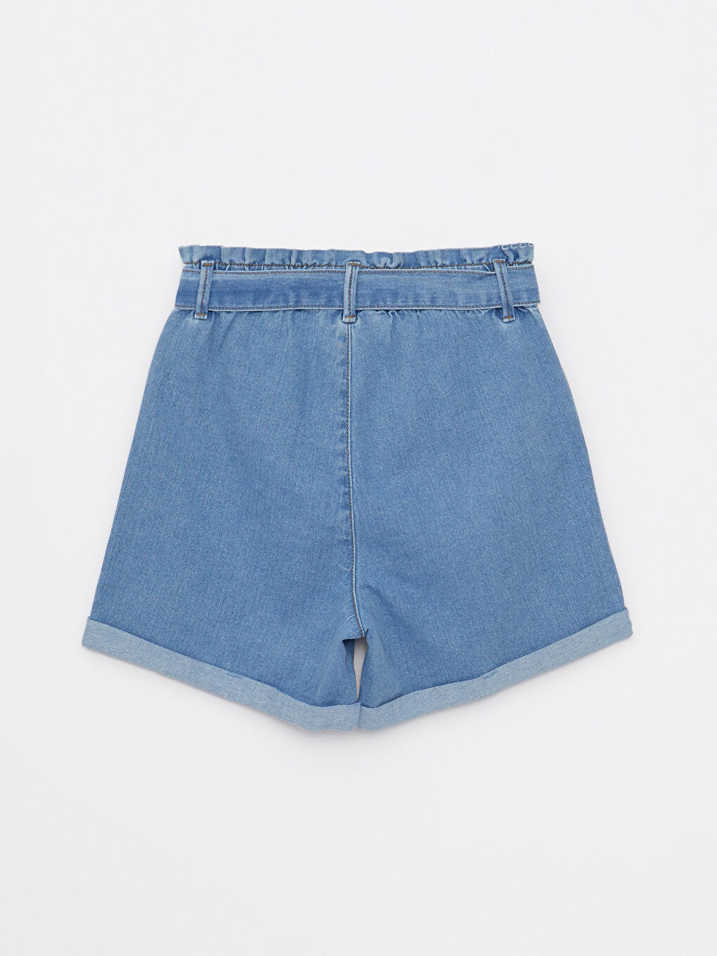 Elastic Waist Basic Cotton Girls' Denim Shorts-1