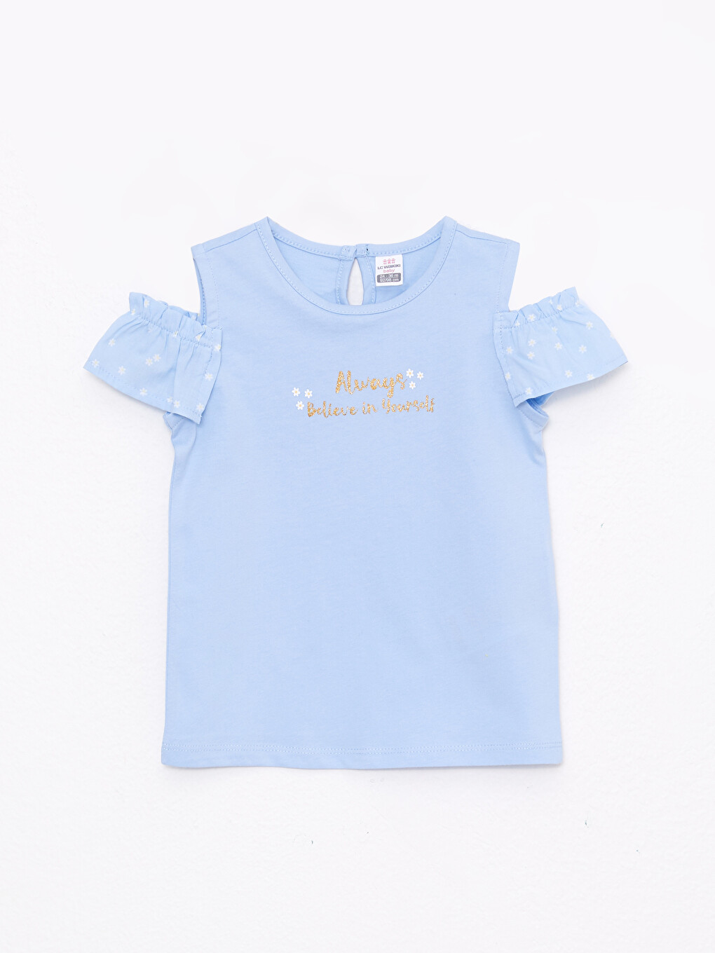 T-shirt Bébé Fille en Coton Imprimé à Manches Courtes Col Rond