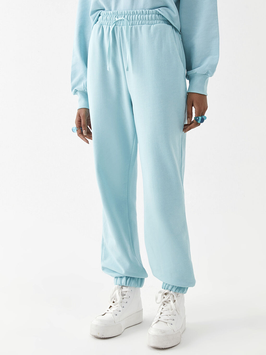 Elastic Waist Regular Pocket Detailed Women's Jogger Sweatpants-4